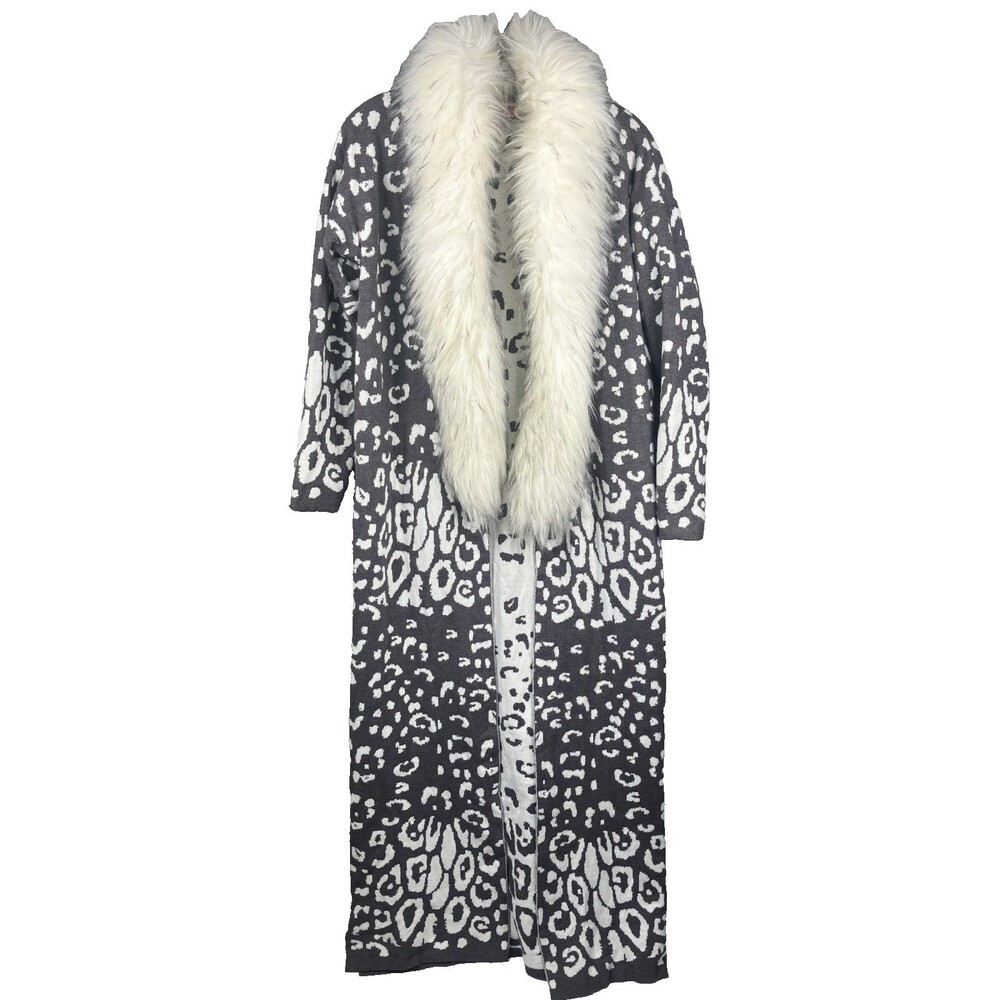 Buddy Love Leopard Duster Cardigan Maxi Sweater Coat M/L Mob Wife Cruella Core